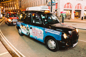 London Taxis like this often have advertising on their doors